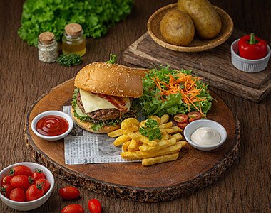 Anavana Beef Burger with Bacon and Cheese (เบอร์เกอร์เนื้อ) - Angle 2