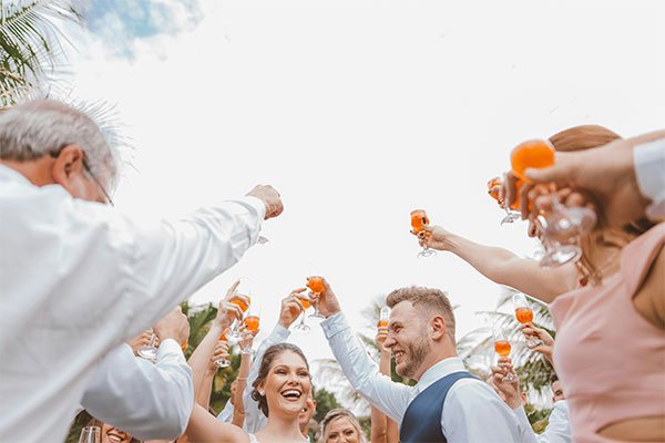 wedding toast on chaweng beach at anavana beach resort